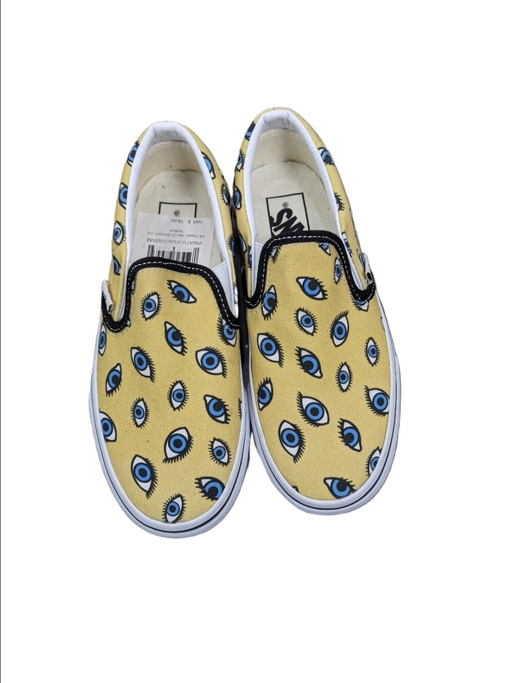 Vans Slip-On Looking Glass Yellow & White Skate Shoes Women's Size 5